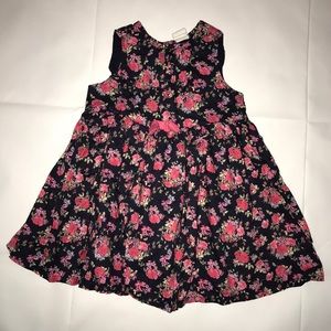H&M navy blue dress covered with pink roses 12-18m